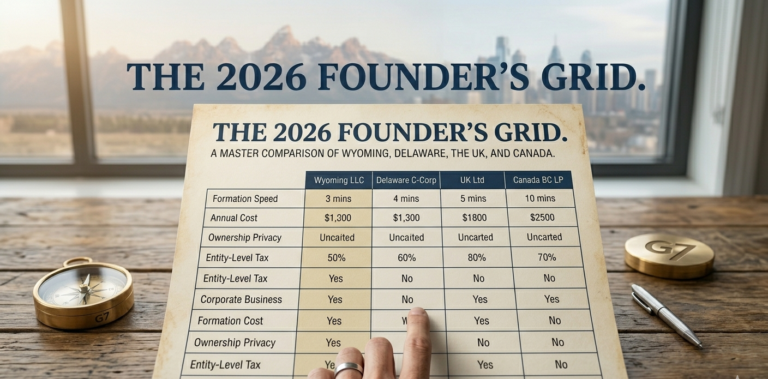 The 2026 Founders Grid A Master Comparison of Wyoming Delaware the UK and Canada e1776428820955